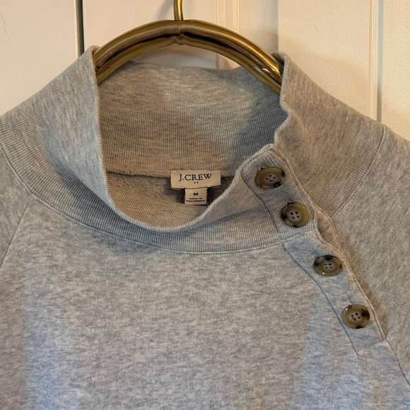 J. Crew Women's Medium Gray Pullover Sweatshirt with real neck buttons - Picture 2 of 11
